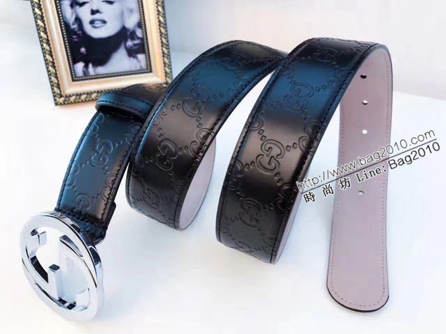 Gucci經典皮帶 古奇雙G拋光腰帶 411924  jjp2063